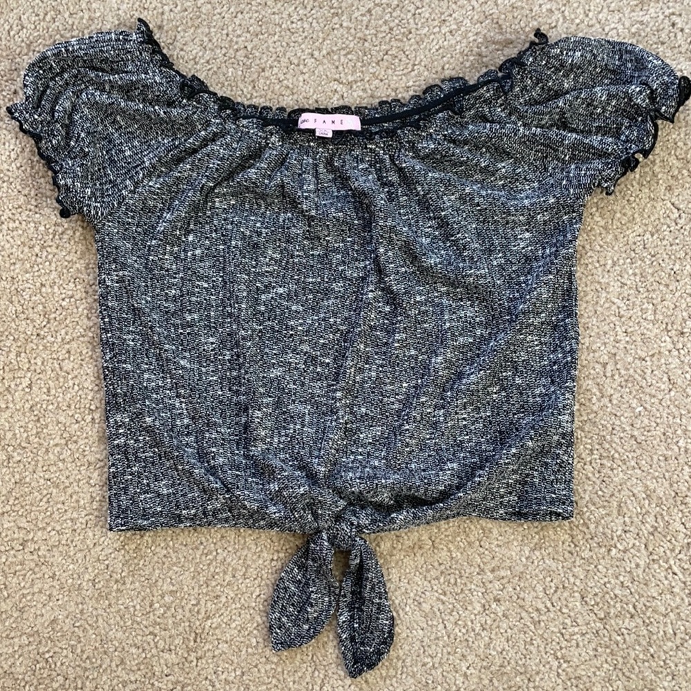 Crave Fame Low-Cut Shoulder-less T-shirt